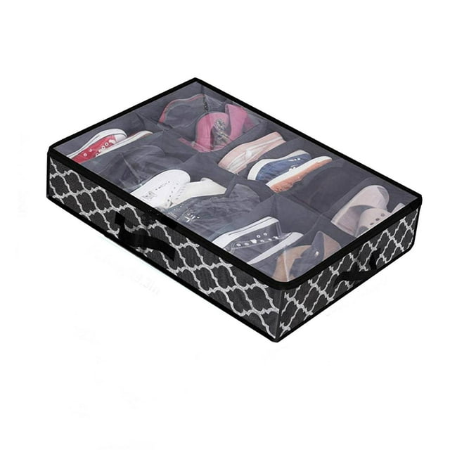 Lksixu Under Bed Shoe Storage Bag Storage Box Under Bed Drawer Storage Box Non-woven Material Space Saving Foldable Design Storage Bins Organizers and Storage