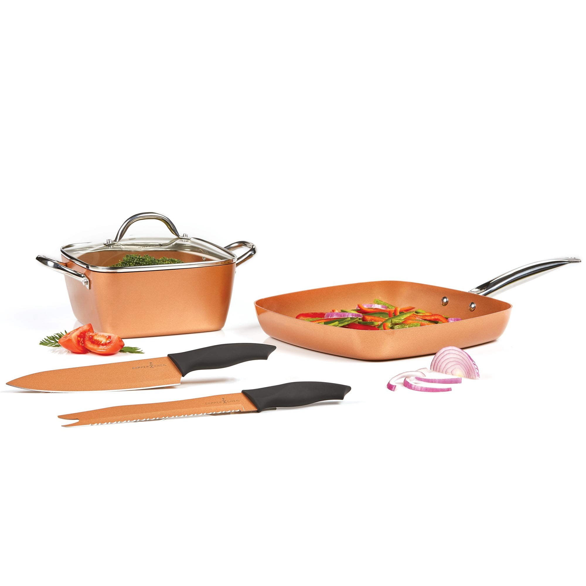 HexClad 7-Piece Bundle Starter Set, 7-Quart Saute Pan, 8-Inch Chef's Knife,  Mitts and Trivets Set 