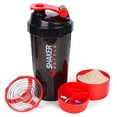 thumbnail image 1 of XTK Botella coctelera de 16 onzas con bola de mezcla, botella de agua deportiva portátil, a prueba de fugas, taza de gimnasio para mezclas de proteínas con almacenamiento y organizador de pastillas, i, 1 of 5