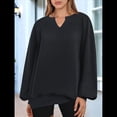 thumbnail image 4 of Sudaderas de Mujer, Camisetas de Larga con Cuello en V, Camisetas Básicas Informales para Otoño e Invierno. Negro L, 4 of 10
