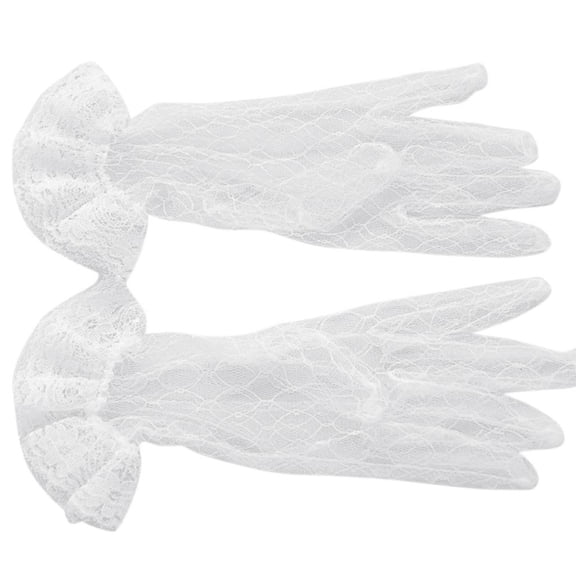 LICEWO Women Short Lace Full Finger Gloves Sunblock Bridal Wrist Ruffle Mittens Opera Evening Wedding Tea Party Mittens
