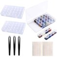 thumbnail image 1 of 3 Pack 28 Grids Diamond Painting Box Storage 5D Diamond Painting Accessories Storage Box for Diamond Embroidery with 3 Pack Tweezers and 168 Pieces Craft Label Marker Sticker, 1 of 6