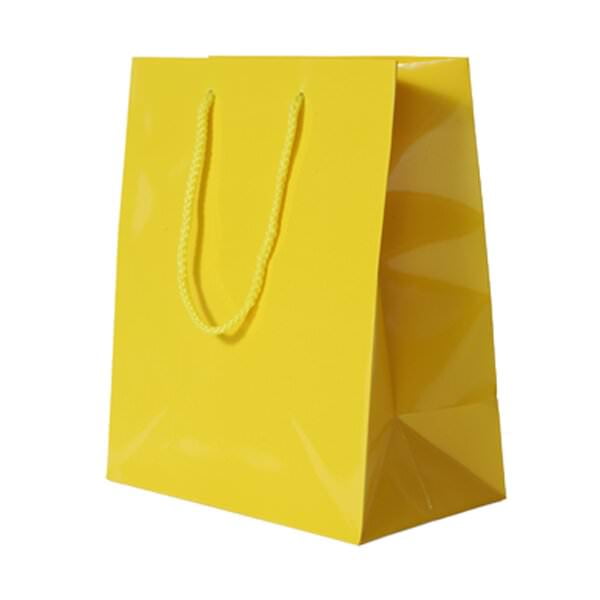 JAM Paper Glossy Yellow Gift Bags, 8 x 4 x 10, 1/Pack