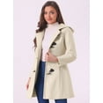 thumbnail image 2 of DARING DIVA Women's Hooded Toggle Button Up Duffle Coat Winter Outwear Beige S, 2 of 6