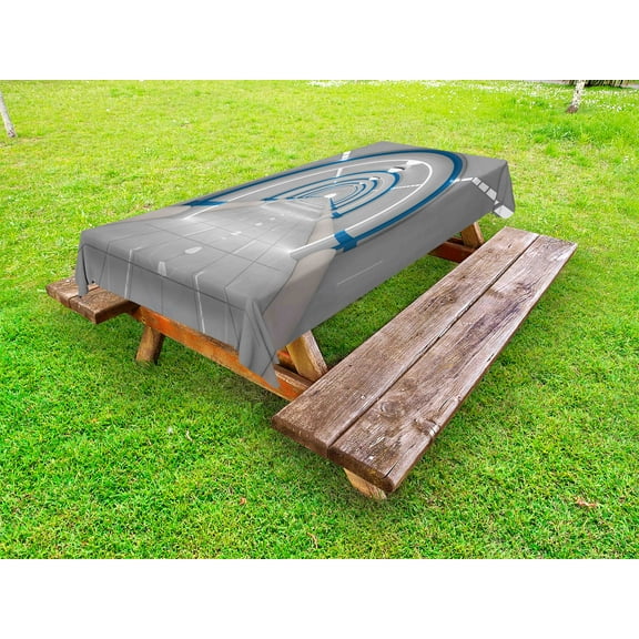 Outer Space Outdoor Tablecloth, Galaxy Textured Spaceflight Animation Flash Force Travel Static Image Print, Decorative Washable Fabric Picnic Tablecloth, 58 X 104 Inches, Gray Blue, by Ambesonne