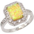 thumbnail image 2 of 925 Sterling Silver Fashion Square Cubic Simulated Opal Ring for Women Girls Marriage-Style Engagement Jewelry Ring Thumbwheel Ladies (Color: Color2, Size: 9) (Color4 9), 2 of 2
