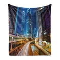 thumbnail image 1 of City Soft Flannel Fleece Blanket, Fast Moving Cars at Hong Kong Highways Modern Life Speed Traffic Nighttime in the City, Cozy Plush for Indoor and Outdoor Use, 60" x 80", Multicolor, by Ambesonne, 1 of 6