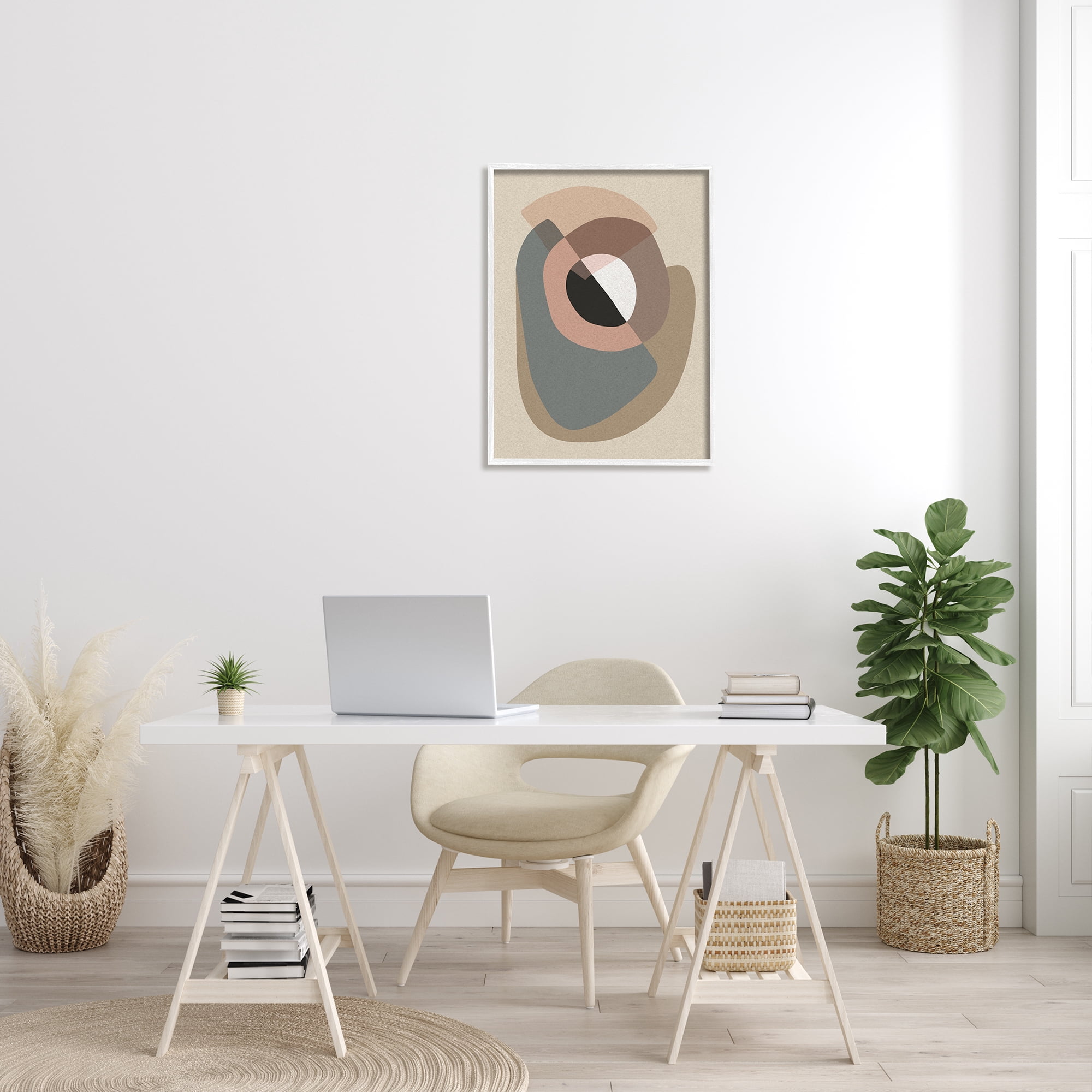 Stupell Indtries Boho Shapes Abstract Collage Pink Grey Brown Arrangement,24 x 30,Design by Design Fabrikken