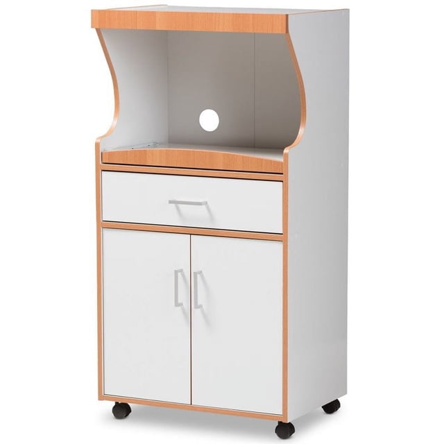Bowery Hill Kitchen Cabinet in Beech Brown and White