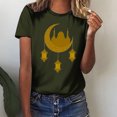 thumbnail image 2 of Penkiiy Happy Ramadan Tops Blouse for Women Women's Funny Printed Pattern Casual Fashion Soild Color Short Sleeve Tops Blouse M Army Green, 2 of 6