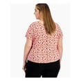 thumbnail image 2 of BAR III Womens Orange Floral Short Sleeve V Neck Wear To Work Top Plus 1X, 2 of 4
