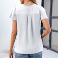 thumbnail image 4 of Womens Tops Elegant Dressy Casual Business Work Blouses Short Ruffle Sleeve Crew Neck Cute Summer Shirts Trendy Outfits, 4 of 6