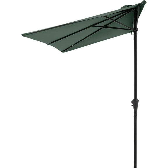 CSPP 7.5’by 4’Half Rectangular Outdoor Patio Umbrella for Patio, Balcony, Garden, Deck, Dark Green