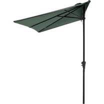 CSPP 7.5’by 4’Half Rectangular Outdoor Patio Umbrella for Patio, Balcony, Garden, Deck, Dark Green