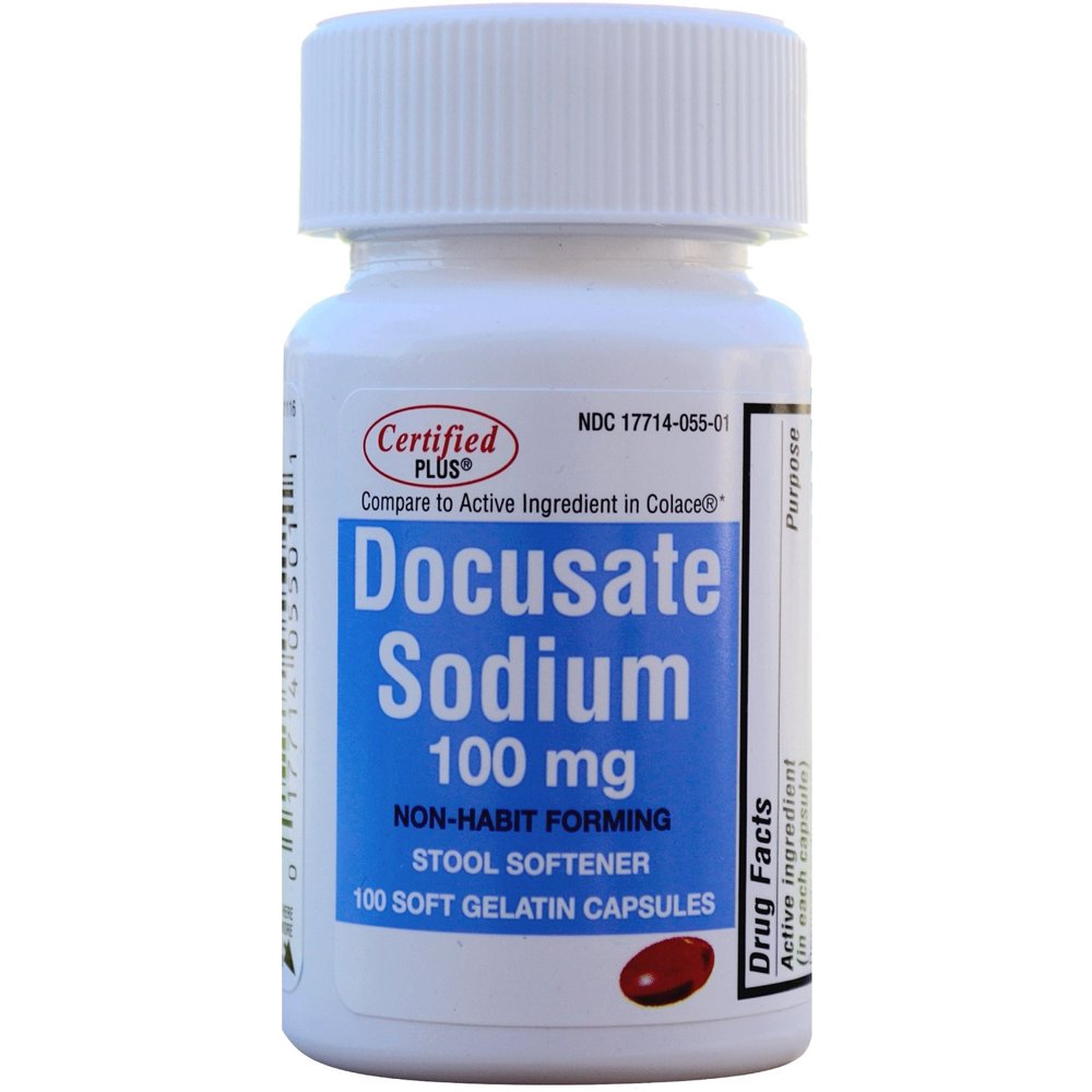 Docusate Sodium 100 mg 100 Softgels Generic for Colace Softgels for Gentle, Reliable Relief from