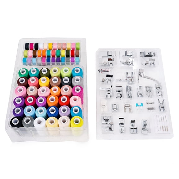 72 Spools of Polyester Sewing Thread with Sewing Machine Presser Foot Set Multicolored Sewing Machine Bobbin Thread