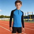 thumbnail image 4 of RMGVDSD Boys Athletic Shirts Kids Quarter Zip Long Sleeve Shirt Color Block Slim Fit Sporty Tops For Training And Running 11-12 Years, 4 of 4