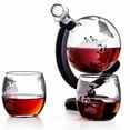 thumbnail image 3 of Whiskey Decanter Globe Wine Aerator Glass Set Sailboat Inside Crystal with Fine Wood Stand Liquor Decanter for Vodka Cup Gifts 1 cup, 3 of 6