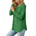 thumbnail image 5 of MOMOFEEL Long Sleeve Tunic Tops for Women Crewneck Sweatshirt with Side Buttons Casual Shirts Pullover (M9004 Green), 5 of 7