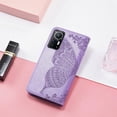 thumbnail image 3 of Wallet Case for Xiaomi 12, 3D Butterfly Flower PU Leather with Credit Card Slots Holder Magnetic Closure Folio Phone Cover for Xiaomi 12s/12X/12 Rhinestone Purple, 3 of 14