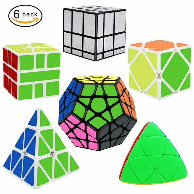 Set of 6 Pack Speed Cube Brain Teasers Megaminx and 3x3 Mirror Cube,Pyraminx,Skewb,Mastermorphix,Square One SQ 1