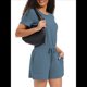 thumbnail image 5 of Mono de Verano de Corta para Mujer, Mono de una Pieza, Ideal para Vacaciones en la Playa o Viajes 2025 Azul y Gris XL, 5 of 7