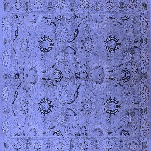 Ahgly Company Indoor Square Oriental Blue Industrial Area Rugs, 3' Square