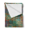 thumbnail image 2 of Geometric Soft Flannel Fleece Throw Blanket, Abstract Grunge Pattern with Folk Rainbow Ornament Squares Distressed Backdrop, Cozy Plush for Indoor and Outdoor Use, 50" x 70", Multicolor, by Ambesonne, 2 of 5