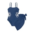 thumbnail image 2 of jiaxiM Girls One Piece Swimsuits Bow Back 3t Bathing Suit Girl Adjustable Straps Ruffle Ruched Color Block Swimsuit Stretchy for Swim Team Beach Swimwear, 2 of 7