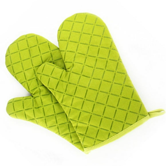 Freedo 1Pair Heat Resistant Non-Slip Silicone Surface and Soft Cotton Lining Kitchen Oven Gloves Safe for Cooking, Baking, BBQ GREEN