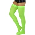 thumbnail image 5 of ToBeInStyle Women's Nylon Thigh High Schoolgirl Opaque Stockings Neon Green, 5 of 7