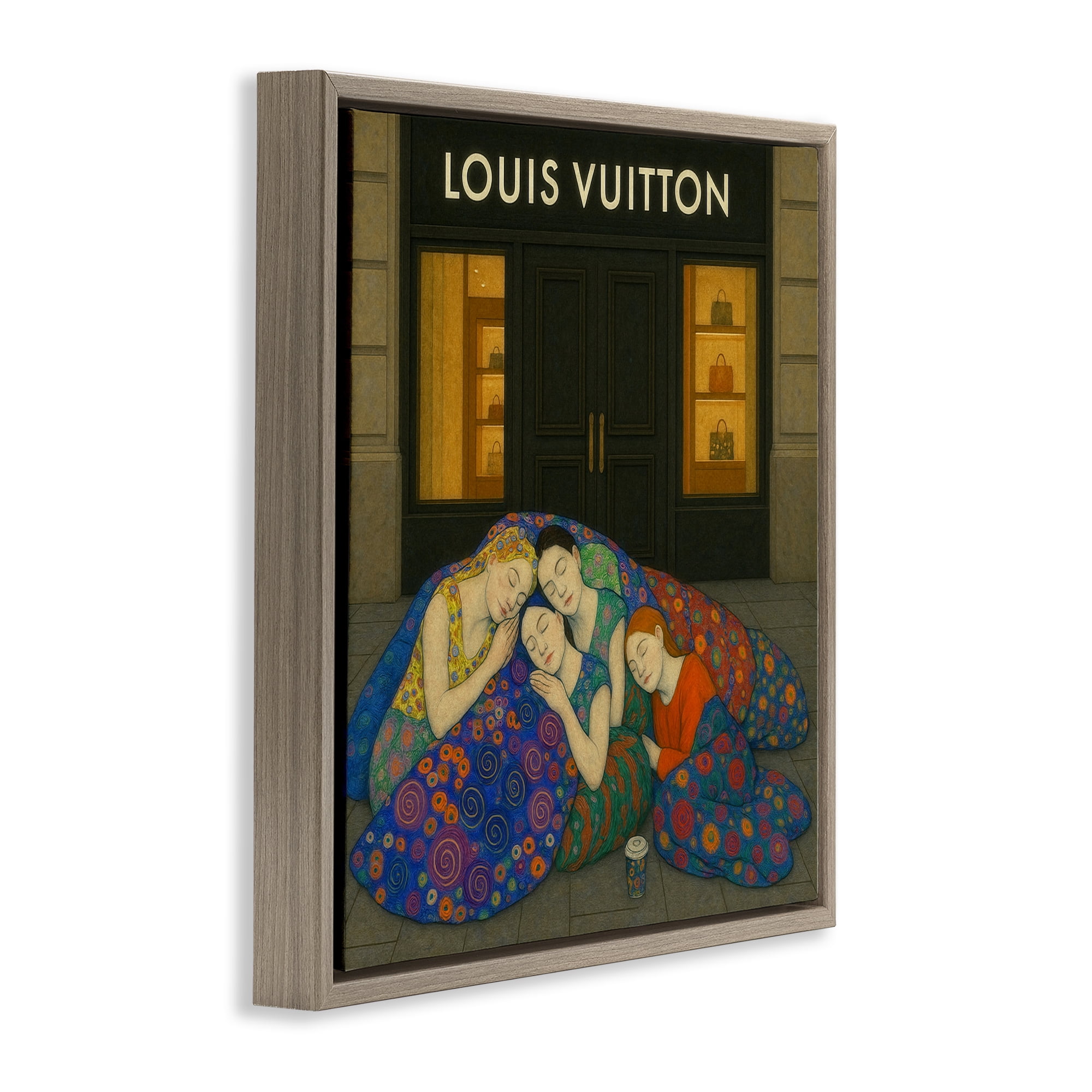 Stupell Industries Iconic Style Fashion Shop Brown Framed Floater Canvas Wall Art, design by Grotto Studios