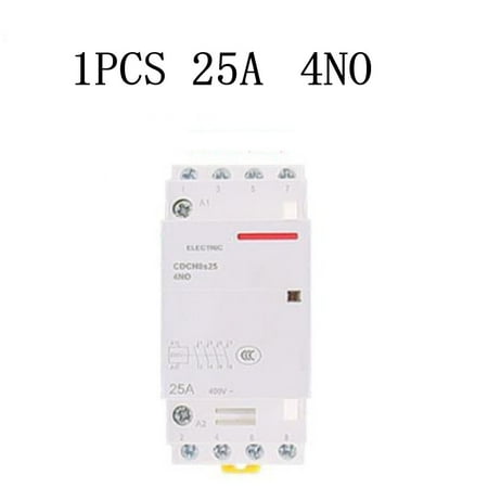 

1PCS 2 Pole 4 Pole 25 Amp NO/NC/NO+NC ACContactor Normally Open DIN Rail