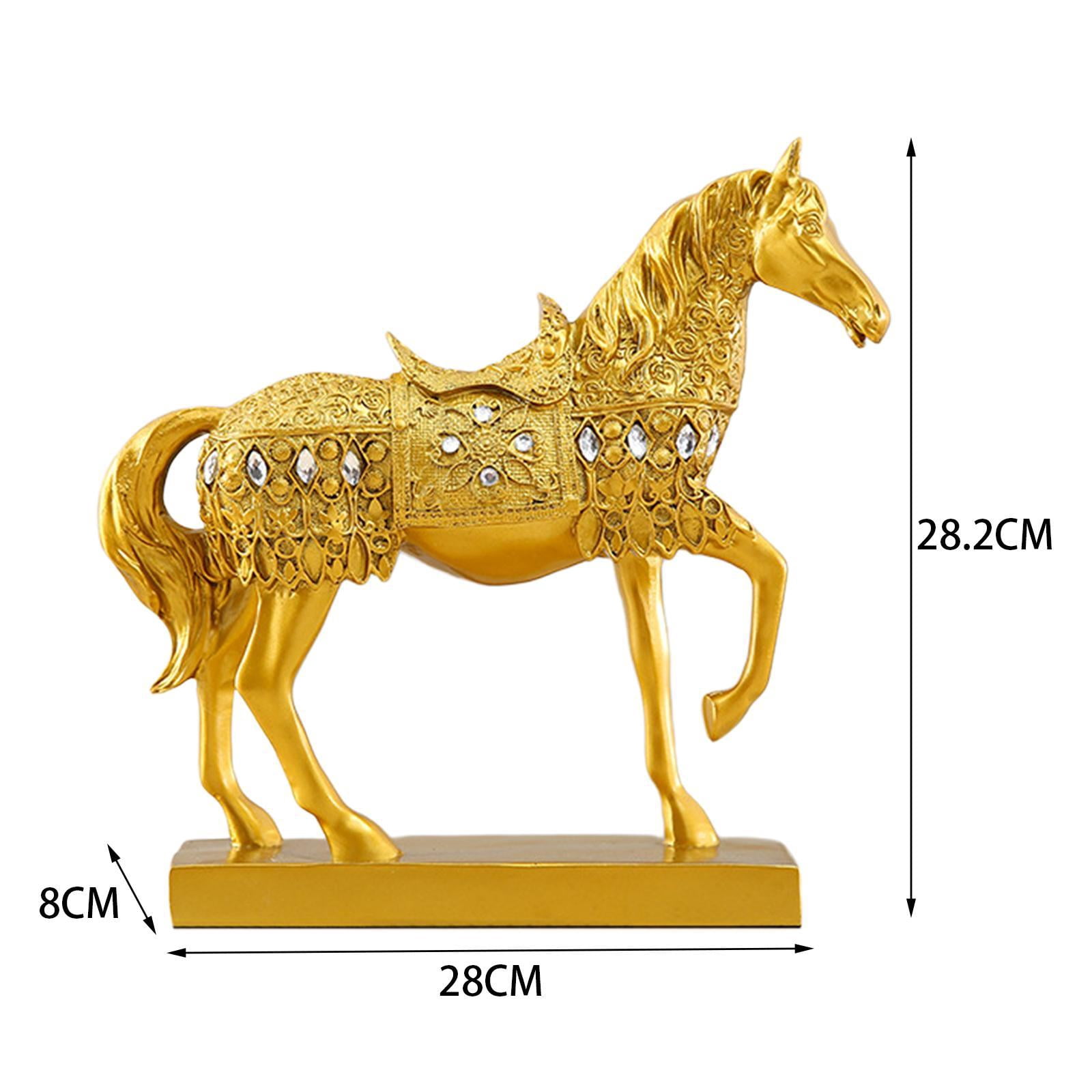 Dualoai Flamingo Fairy Garden Horse Statue Ornament Resin Sculpture for Holiday Spring Home Office Decor Animal Figurine Engraved Yard Art Accessories