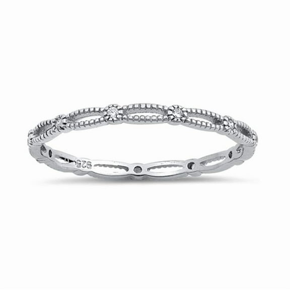 Thin Dainty Clear White Cz Stackable Ring Midi Knuckle 925 Sterling Silver Band Women Stacking Rings