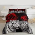 thumbnail image 2 of Manfei Jungle Tiger Bedding Comforter Set 2pcs, Romantic Red Rose Twin Comforter Sets, Animal Floral Bedding Set, Lightweight Room Decor, 2 of 8