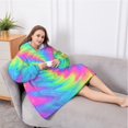 thumbnail image 5 of Oversized Wearable Blanket Hoodie,Colorful Tie Dye Mandala Pattern Sherpa Blanket Hoodie with Super Pockets,Super Warm Fuzzy Pullover for Women & Men, 5 of 6