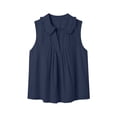 thumbnail image 5 of Kilaqueen Casual Sleeveless Tank Tops for Women, Ruffle Peter Pan Collar Pleated V Neck Flowy Lightweight Solid Boho Blouse Shirts, 5 of 9