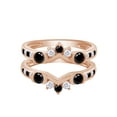 thumbnail image 2 of Round Shape Black & White Cubic Zirconia Solitaire Enhancer Guard 14K Rose Gold Ring Size - 8, 2 of 3