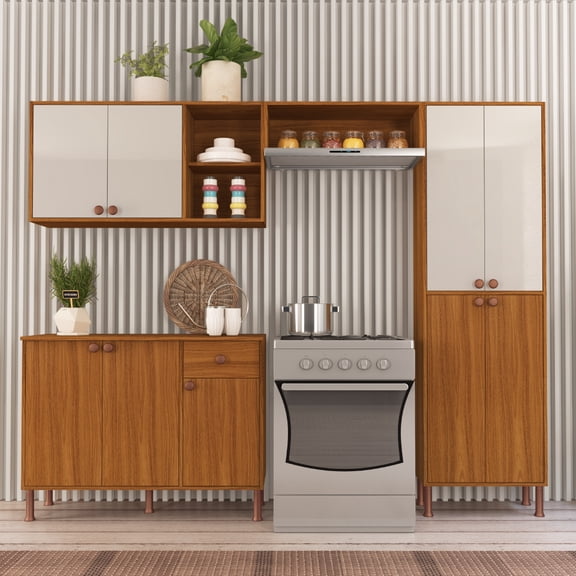 Cocina integral Turín 231 cm café claro/blanco