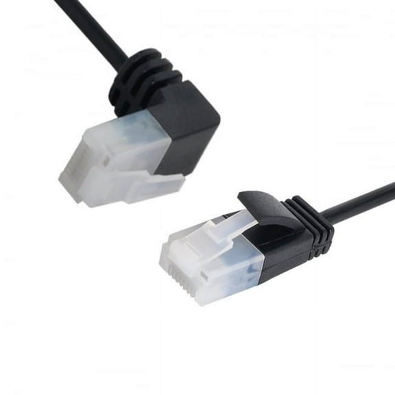 Chenyang CY Ultra Slim Cat6 Ethernet Cable RJ45 Up Angled to Straight UTP Network Cable Patch Cord 90 Degree Cat6a Lan for Laptop Router TV BOX