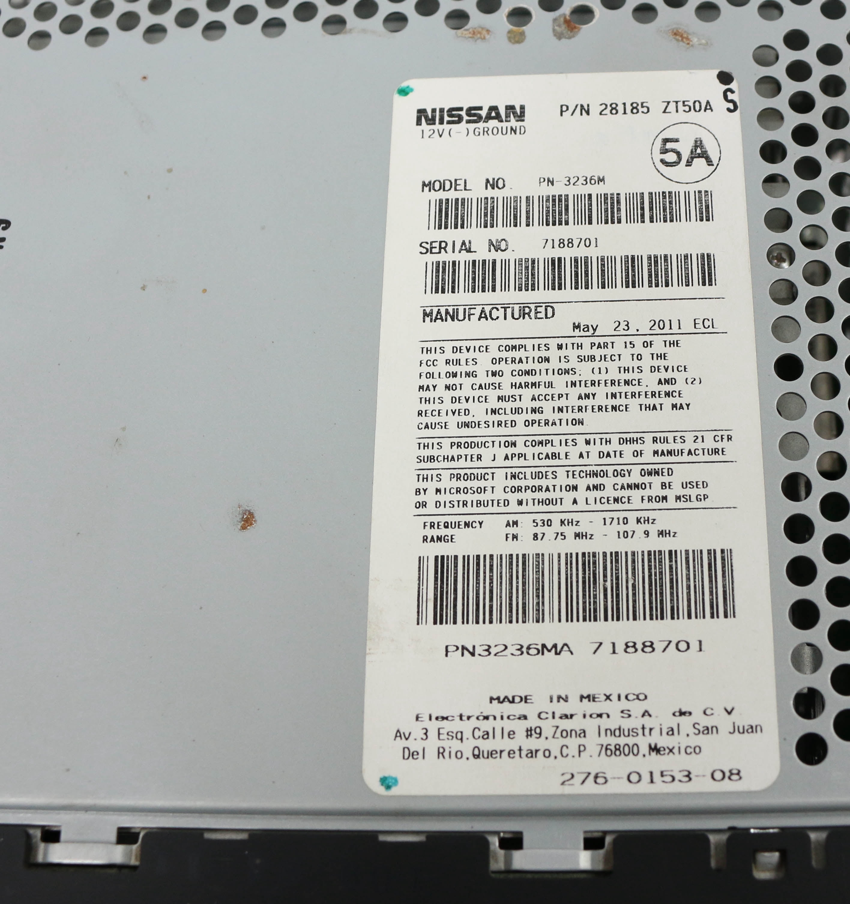 Restored 2010-12 Nissan Sentra Radio AM FM CD Aux Input 28185ZT50A ID CY13F (Refurbished)