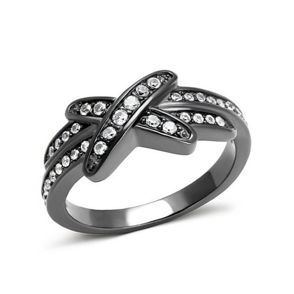 Light Black Stainless Steel AAA Grade Cubic Zirconia Fashion Ring Womens Size 8