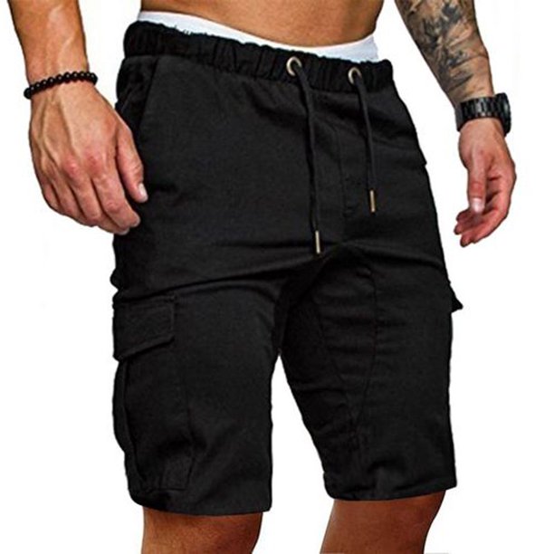 mens black cargo work shorts