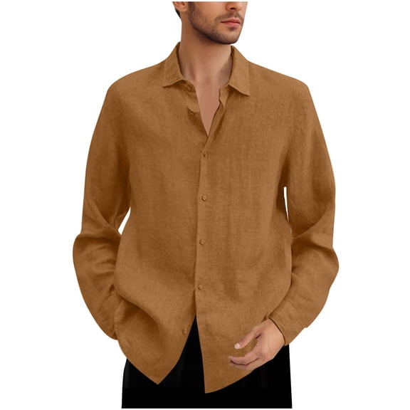 KeShDi Big and Tall Button Down Shirts for Men Long Sleeve Casual Dress Shirt Work Top Soft Loose Fit Khaki 4X