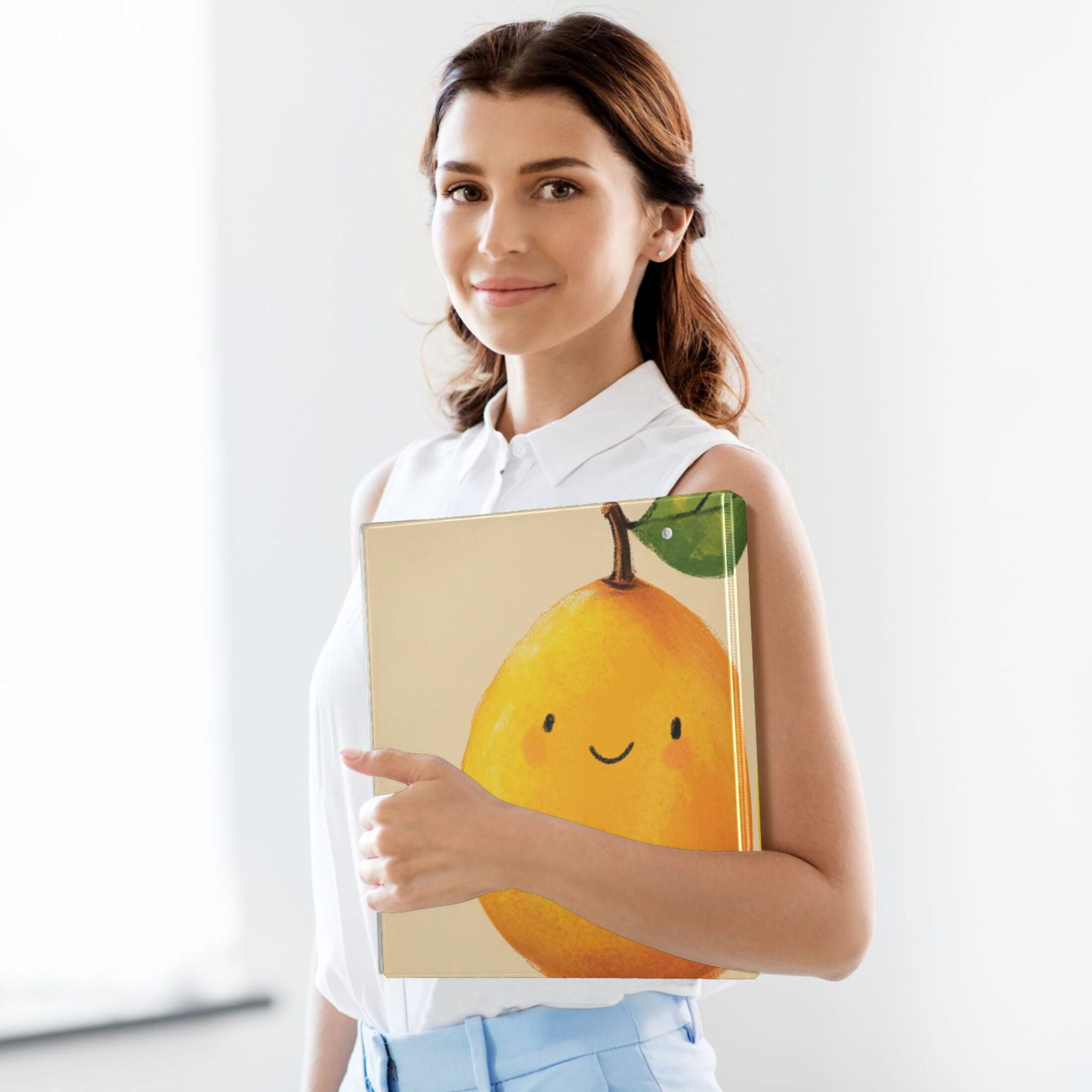 Cute Mangos 3 Ring Binders 1.5 inch Hardcover File Folders with Interior Pockets A4 Size Organizer for School Office Hospital