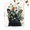 thumbnail image 3 of Qisvanset Black Cat Floral Wreath Canvas Print 15.75x11.81 Inches, 3 of 8