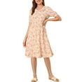 thumbnail image 2 of MODA NOVA Junior's Doll Collar A-Line Chiffon Floral Midi Dress, 2 of 5