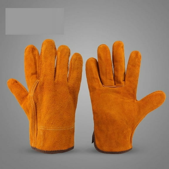 Men Work Gloves Soft Cowhide, Hunting Driving Welding Security Protection Mechanic Glove