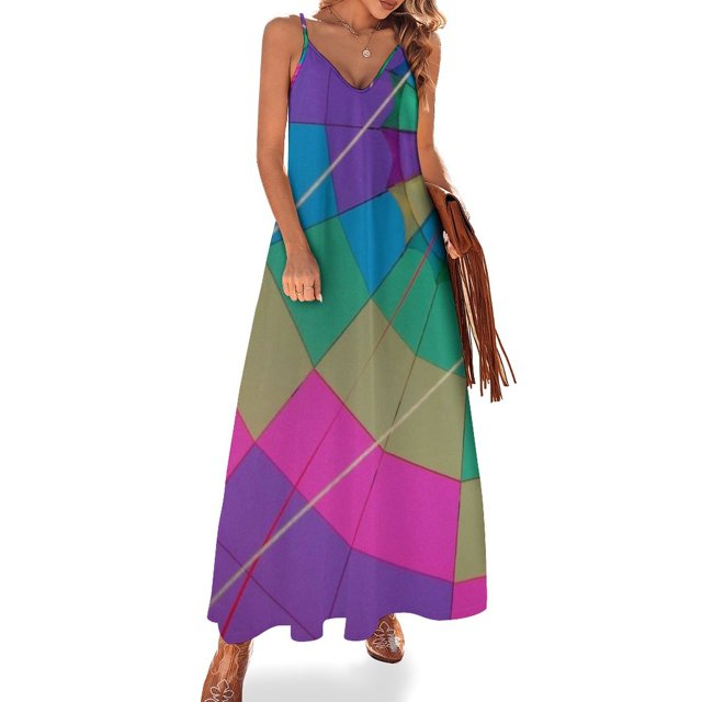 Vestido sin mangas con estampado de hibisco y tapa hawaiana de color morado medianoche Vestidos de gala